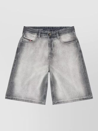 Diesel denim shorts faded wash belt loops pockets