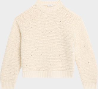 PESERICO Sequined Shaker-Stitch Wool-Blend Sweater