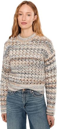 Madewell Fawn Open Stitch Stripe Pullover Womens Sweater Sandstone Spacedye : LG (Womens 10-12), Denim/Wool