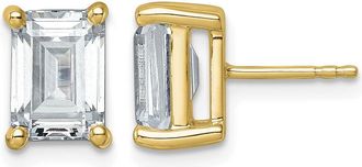 Diamond2Deal 14k Gold 5 ct Emerald Lab Grown Diamond Stud Earrings VS Clarity, G-H Color