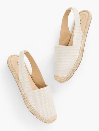 Talbots Izzy Slingback Espadrille Flats - Canvas - Ivory - 9M - 100% Cotton Talbots