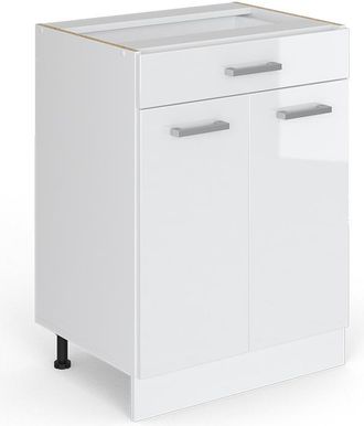 Vicco Mueble Bajo Universal R-line, Blanco Alto Brillo, 60 Cm Con Cajones, Sin Encimera Vicco
