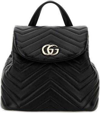 Gucci Black Leather Mini GG Marmont Backpack