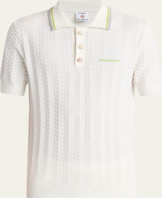 Casablanca Mens Boucle Cotton-Blend Polo Shirt