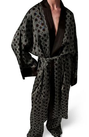 Day Birger Et Mikkelsen Rani Geometric Print Maxi Length Robe in Black at Nordstrom, Size Medium