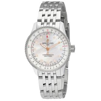 Breitling Navitimer 35mm Automatic Chronometer Diamond White Mother of Pearl Dial Ladies Watch A17395211A1A1