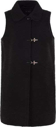 Fay Bouclé Fabric Waistcoat With Iconic Hook Closure