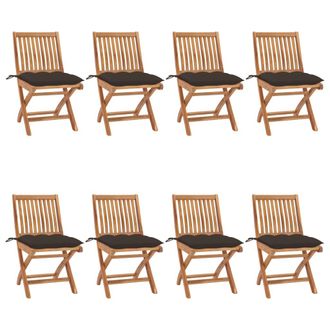 vidaXL Vidaxl - Sillas De Jard&iacute;n Plegables 8 Uds Madera Maciza Teca Con Cojines