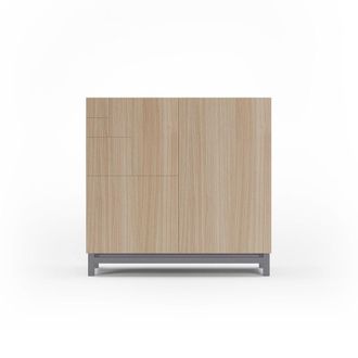 HERDASA Zapatero de melamina nogal claro patas gris 90x90x27 cm