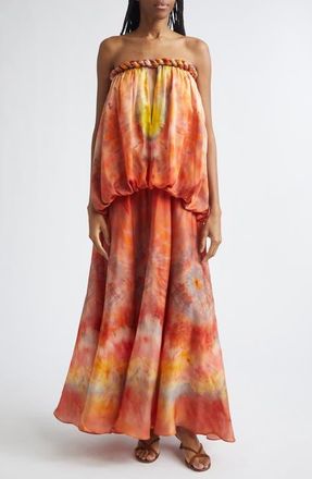 Zimmermann Luna Twist Print Silk Gown in Ruby Tie Dye at Nordstrom, Size 2