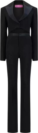 Gauge81 Gauge81, Jumpsuits & Playsuits, Dames, Zwart, S, Wol, Zwarte diepe V-hals jumpsuit