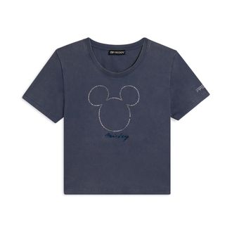 Freddy T-shirt cropped da donna con Mickey Mouse in strass
