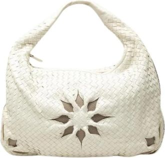 Bottega Veneta Pre-owned Woven Hobo - Dames - Vintage Handtas - Wit - ONE Size - Leer - Vintage