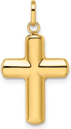 Diamond2Deal 14k Yellow Gold Polished Puffed Cross Pendant
