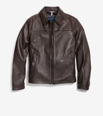 Cole Haan Mens Smooth Lamb Shirt Jacket - Brown Size Small