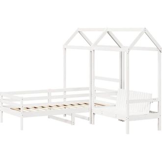 vidaXL Vidaxl - Set De Sof&aacute; Cama Con Banco Y Techo Madera Pino Blanco 80x200 Cm