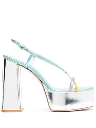 Haus Of Honey 135mm metallic platform sandals - women - Calf Leather/Calf Leather/Calf Leather/Rubber - 37.5 - Blue