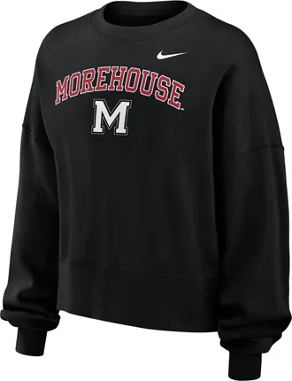 Nike Womens College (MOREHOUSE COLLEGE) Phoenix Fleece Crew-Neck Sweatshirt in Black | W33302MORE26-BLK