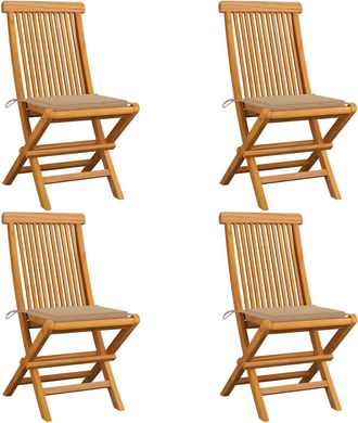 vidaXL Vidaxl - Sillas De Jard&iacute;n 4 Uds Con Cojines Beige Madera De Teca
