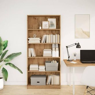 Berkfield Home Decorative Bookcase Artisian Oak 80x24x176 cm Engineered Wood in Brown | Size: 80 x 24 x 176 cm