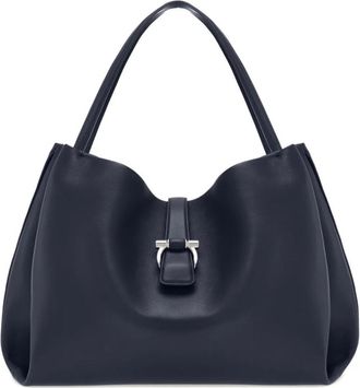 Ferragamo Navy Blue Leather Tote