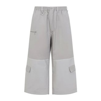 Yohji Yamamoto Wide Trousers, male, Gray, Size: XL Ks5120 Cropped Straight Leg Pants