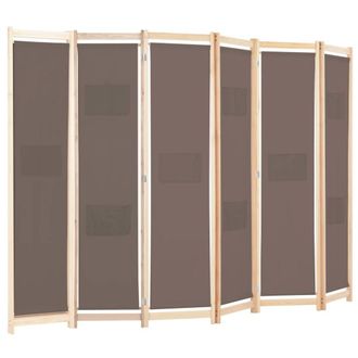 Berkfield Home Stylish 6-Panel Room Divider Brown 240x170x4 cm Fabric | Size: 240 x 170 x 4 cm