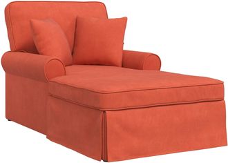 vidaXL Chaise Lounge Con Falda 3 Uds. Rojo Naranja Tela De Pana Vidaxl