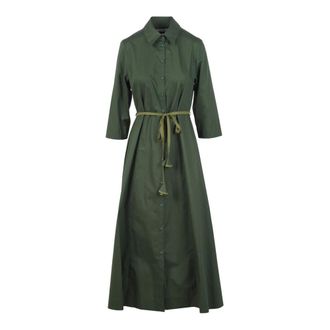 Ni&ugrave; Shirt Dresses, female, Green, Size: S Abito chemisier lungo in cotone