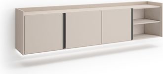 Skraut Home Skraut Home - Mueble Tv, Televisi&oacute;n, Muebles De Sal&oacute;n, Almacenaje, 207x35x50cm, Para Tv Hasta 80, Colgado, Suspendido, Led, Estilo Moderno, Beige