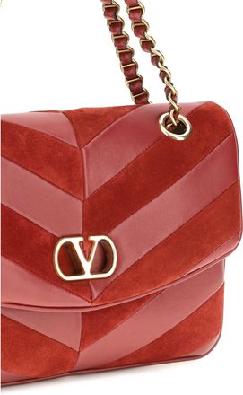 Valentino Garavani Womens Shoulder Bag Djuna Russet Red Suede