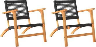 vidaXL Sillas de jardín 2 uds madera de acacia y ratán sintético negro Vidaxl