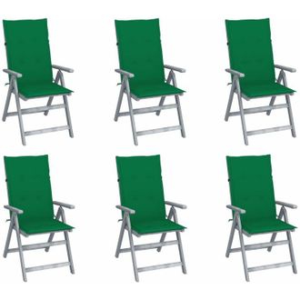 vidaXL Sillas Reclinadas De Jard&iacute;n Con Coj&iacute;n 6 Pcs Acacia Masiva