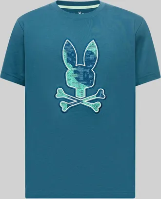 Psycho Bunny Mens Big And Tall Olivier Embroidered Graphic Tee 406 MALLARD BLUE / 1XLT