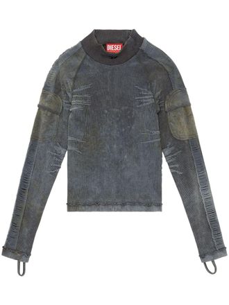 Diesel Awtee-Ashley-WT04 gerafeld T-shirt - Grijs