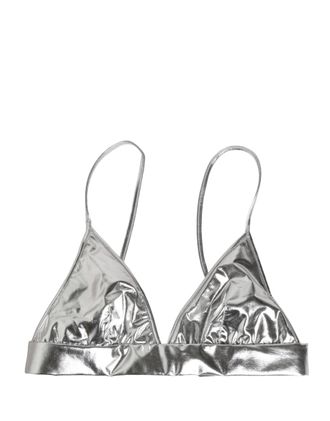 Dolce & Gabbana Womens Metallic Silver Sleeveless Bustier Cropped Top Nylon Elastane