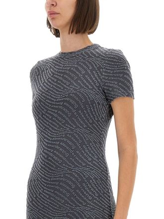 T Alexander Wang Logo Jacquard Mini Dress - Gray