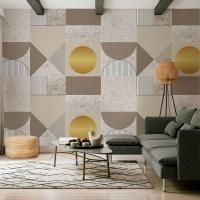 OEM Carta Da Parati Fotografica - Motivo Geometrico Beige E Oro