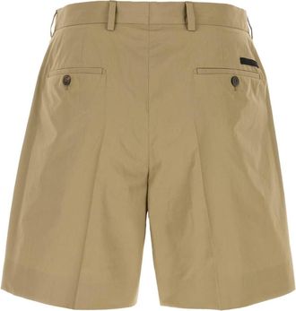 Prada Mens Cotton Poplin Bermuda Shorts Beige Bermudas