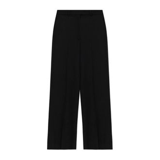 Tom Ford Scherpe grain de poudre schuine- op maat gemaakte wijde broek met riemdetail - Dames - Broeken - Zwart - Maat: 3XS Zijde