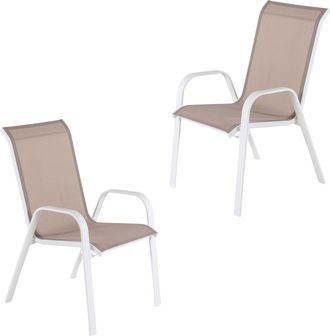EDÈN JARDÍ Pack de 2 sillones de terraza apilable 57x74x96 5 cm aluminio blanco