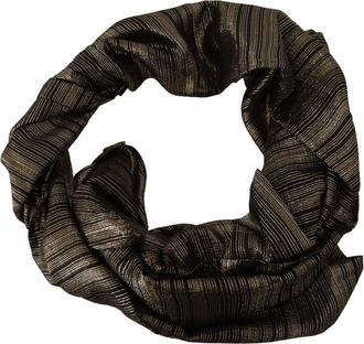 Dolce & Gabbana Womens Metallic Gold Silk Stretch Shawl Wrap Scarf P2 Elastane