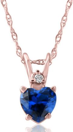 Pompeii3 14k White, Yellow, or Rose Gold Diamond & Blue Sapphire Heart Pendant Necklace