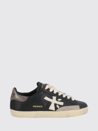 Premiata Stevend Calfskin Sneakers with Contrasting Details and Logo