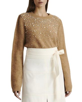Tanya Taylor Lexia Embellished Alpaca-Blend Sweater