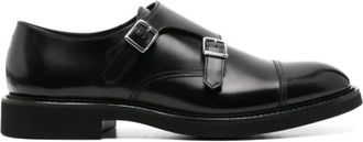 Doucal's Leren schoenen met dubbele gesp en geborstelde zool - Heren - Nette schoenen - Zwart - 42 1/2 EU - Leer - Schoenen