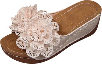 Generic Ladies Wedge Slippers Casual Open Toe Summer Sandals Stylish Comfortable Breathable Versatile Wide Fit Slip On Slippers Beach Leisure