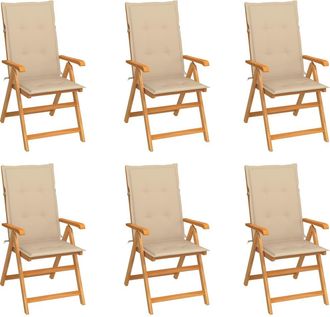 vidaXL Vidaxl - Sillas De Jard&iacute;n 6 Uds Madera Maciza De Teca Cojines Beige