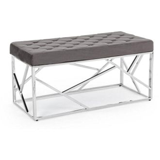 Hellin Hellin - Panchetta per interno Rayan con seduta in velluto, color grigio da 97 x 44 cm