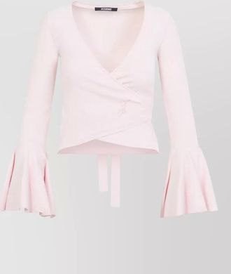 Jacquemus fine-knit wrap v-neck blouse